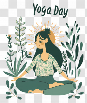International Yoga Day - Calm Yoga Woman Illustration For Yoga Day Transparent PNG