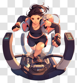 Anime Sports Girl - Focused Woman Running On Treadmill Transparent PNG