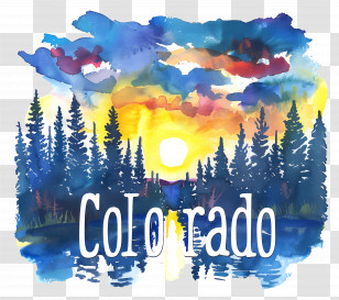Colorado - Watercolor Colorado Landscape Transparent PNG