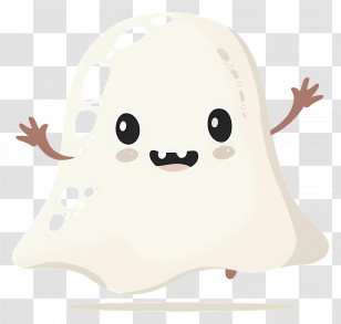Kawaii Ghost - Cute Smiling Ghost Transparent PNG