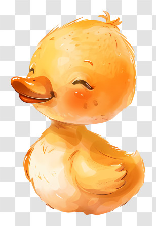 Cartoon Baby Duck - Cute Yellow Duck Cartoon With Smiling Expression Transparent PNG