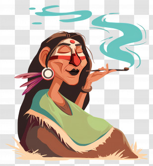 Indian Shaman - Smoking Woman With Pipe And Smoke Transparent PNG