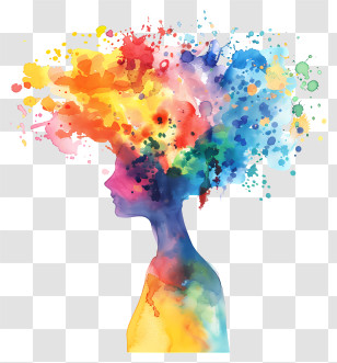 Mental Health - Colorful Watercolor Silhouette Transparent PNG