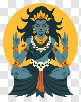 Goddess Kali - Seated Kali Goddess With Skull Necklace Transparent PNG