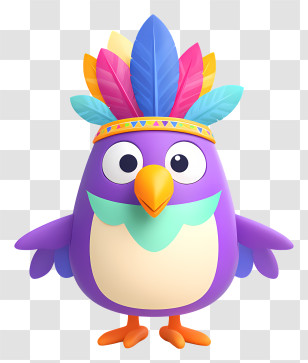 Colorful Cartoon Bird - Colorful Feathered Cartoon Bird Transparent PNG