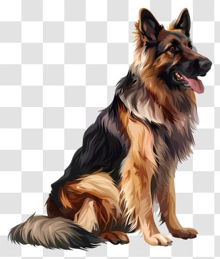 Shepherd Dog - Illustration Of A Sitting German Shepherd Transparent PNG