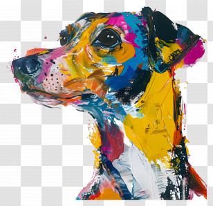 Oil Painting - Colorful Abstract Dog Portrait Transparent PNG