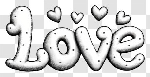 Text Love - Black And White Love Text With Hearts Transparent PNG