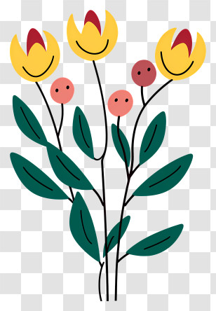 Bouquet Of Flowers - Colorful Flower Drawing Transparent PNG