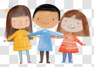 Three Children - Three Happy Children Holding Hands Transparent PNG