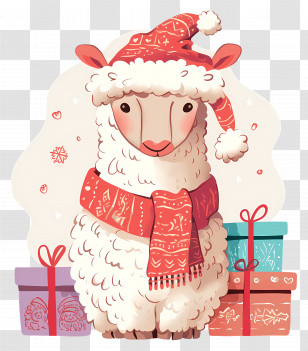 Cute Llama - Cute Alpaca In Santa Hat With Gifts Transparent PNG