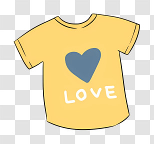 Icon - Yellow T-Shirt With Love Heart Design Transparent PNG