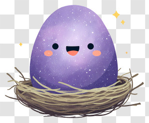 Cartoon Egg In Nest - Cute Purple Egg In A Nest Transparent PNG