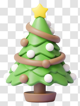 Cartoon - Cartoon Christmas Tree With Ornaments And A Star Transparent PNG