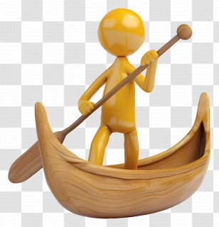 Canoe - Yellow Figure Rowing Wooden Boat Transparent PNG