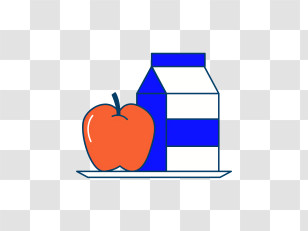 Icon - Apple And Milk Carton On Plate Transparent PNG