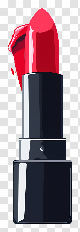 Red Lipstick - Red Lipstick In Glossy Black Tube Transparent PNG