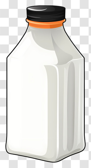 Glass Bottle - Milk Bottle With Black Cap Transparent PNG