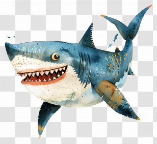 Shark - Colorful Cartoon Shark Illustration Transparent PNG
