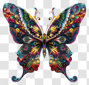 Learn About Butterflies Day - Ornate Intricate Colorful Butterfly Art Transparent PNG