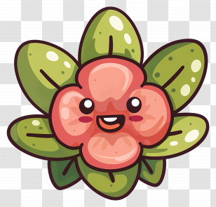 Flower Plant Top View - Cute Cartoon Flower With Smile Transparent PNG