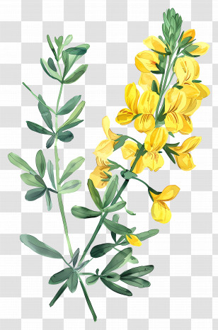 Cytisus Wolgaricus Flower - Yellow Flowers On A Branch Transparent PNG