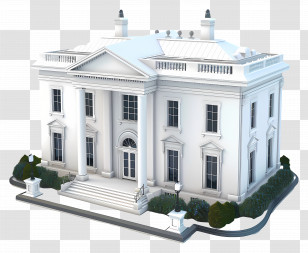 3d House - White Classical Mansion Building Transparent PNG