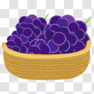 Icon - Basket Of Purple Grapes Transparent PNG
