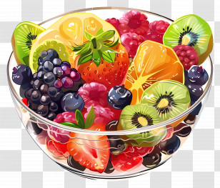 Fruit Salad - Colorful And Fresh Fruit Bowl Transparent PNG