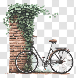 Bicyclenext To An Ivy Wall - Vintage Bicycle By Brick Wall Transparent PNG