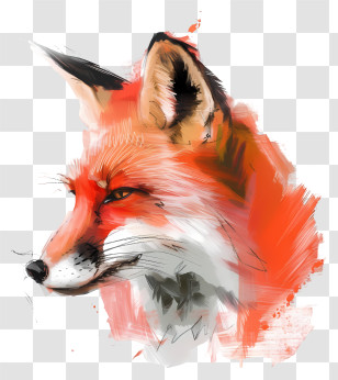 Fox - Fox Digital Painting With Red Hues Transparent PNG