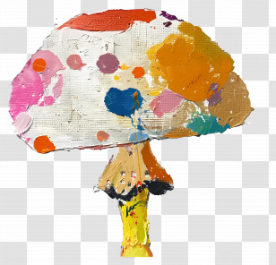Oil Painting - Colorful Abstract Mushroom Art Transparent PNG