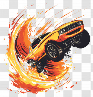 Hot Wheels - Fiery Racing Car Illustration Transparent PNG