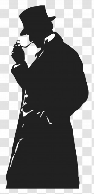 Sherlock Holmes Silhouette - Silhouette Of A Man With A Pipe Transparent PNG
