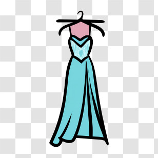 Cartoon Dress - Elegant Blue Dress On A Hanger Transparent PNG