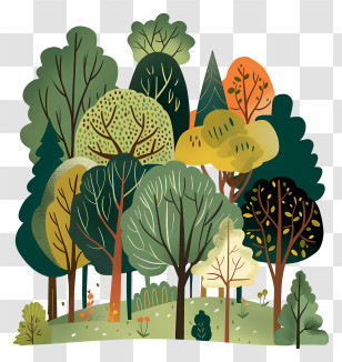 International Day Of Forests - Colorful Trees In Forest Illustration Transparent PNG