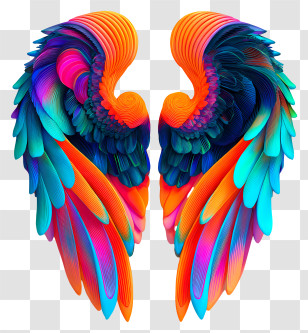 Iridescent Angel Wings - Rainbow Feathered Wings Transparent PNG