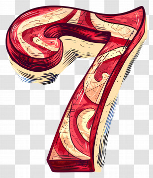 Number 7 - Red Patterned Number Seven Transparent PNG