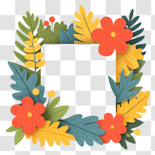 Autumn Leaves Frame - Paper Floral Square Frame Transparent PNG