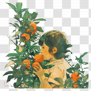 Child - Child In Orange Grove Transparent PNG