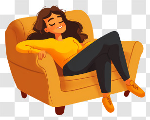 Staycation - Relaxing Woman In Comfortable Chair Transparent PNG