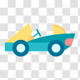 Go Kart - Cartoon Race Car Illustration In Playful Colors Transparent PNG