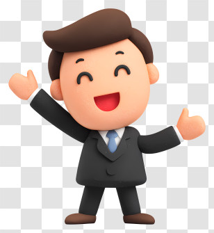 Businessman Feeling Happy - Happy Cartoon Businessman Celebrating Transparent PNG