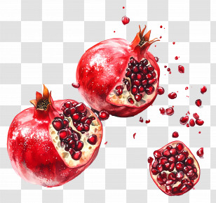 Pomegranate Watercolor - Pomegranates With Juicy Seeds Transparent PNG