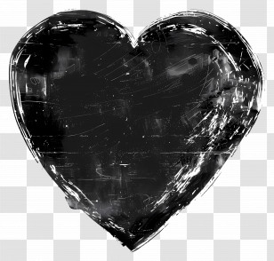 Black Heart - Grunge Black Distressed Heart Symbol Transparent PNG