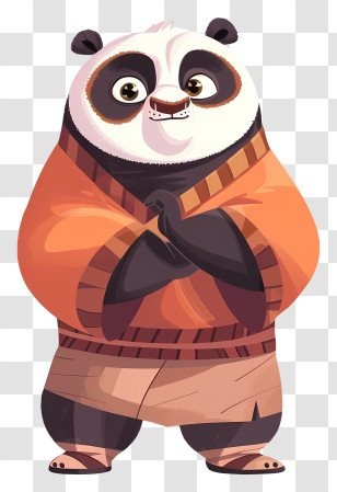 Kung Fu Panda - Cartoon Panda In Orange Robe Transparent PNG