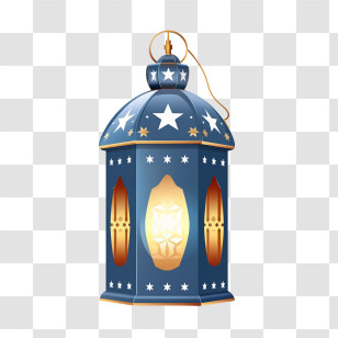 Islamic Lamp - Starry Blue Decorative Lantern With Light Transparent PNG