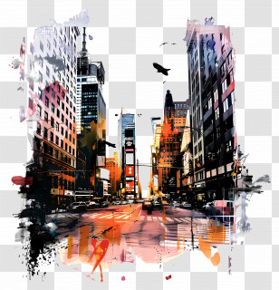 Picsart Background - Artistic Cityscape Illustration Transparent PNG