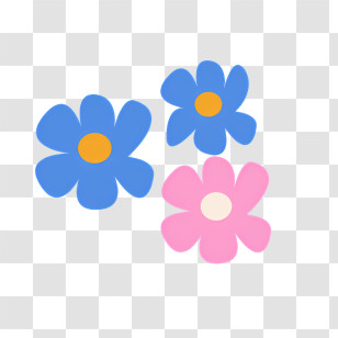 Icon - Blue And Pink Flowers With Petals Transparent PNG