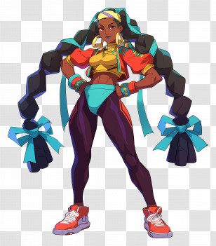 Kimberly - Vibrant Female Character Design With Braided Hair Transparent PNG